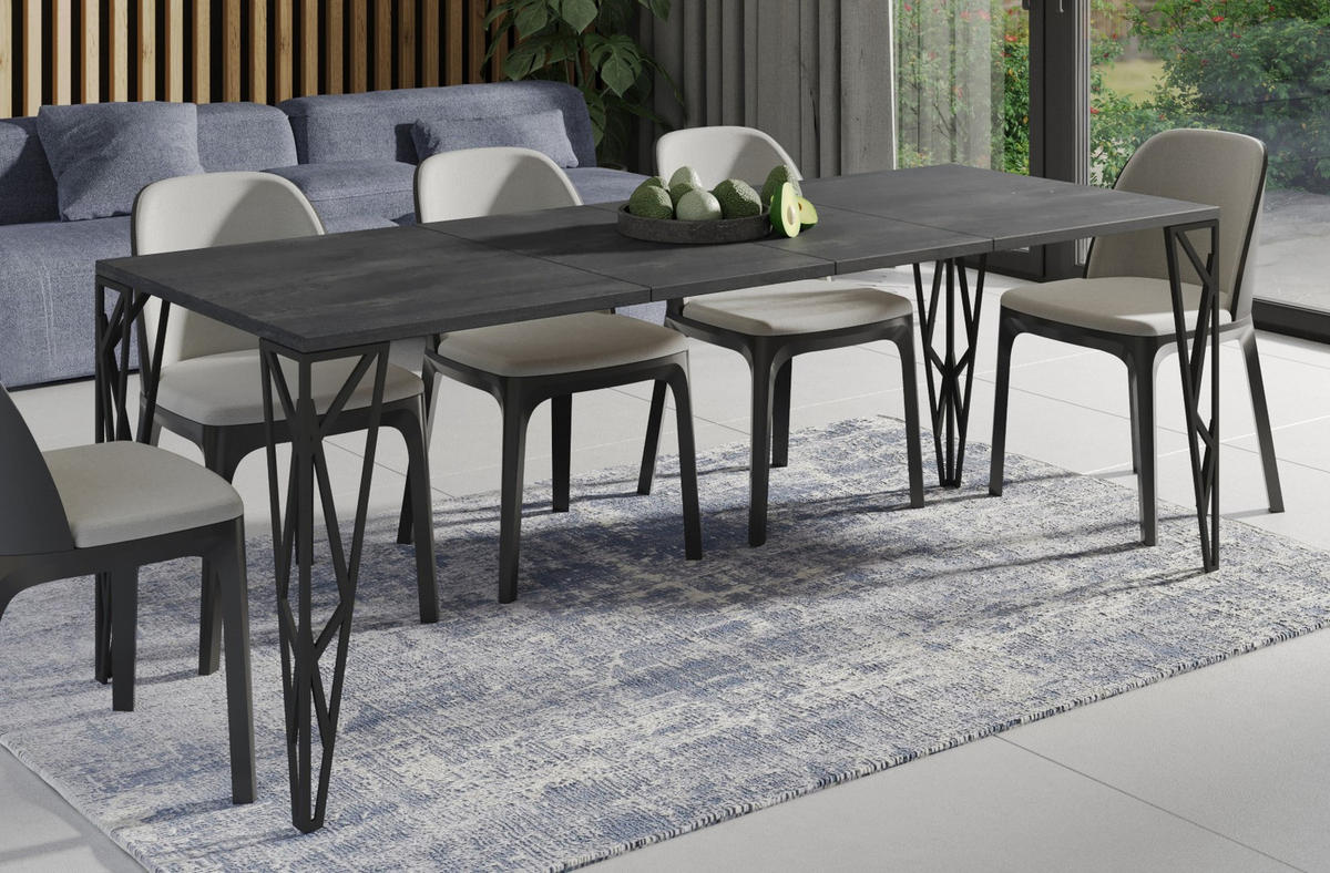 ESSTISCH Rulo bis 210 cm - Graphitfarben, Holzwerkstoff (130/80/76cm) - Endo-Moebel