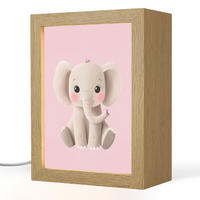 NACHTTISCHLAMPE Elefant - Baby - Rosa - Cartoon 15x20 cm - Rosa, Holzwerkstoff (8/15/20cm)