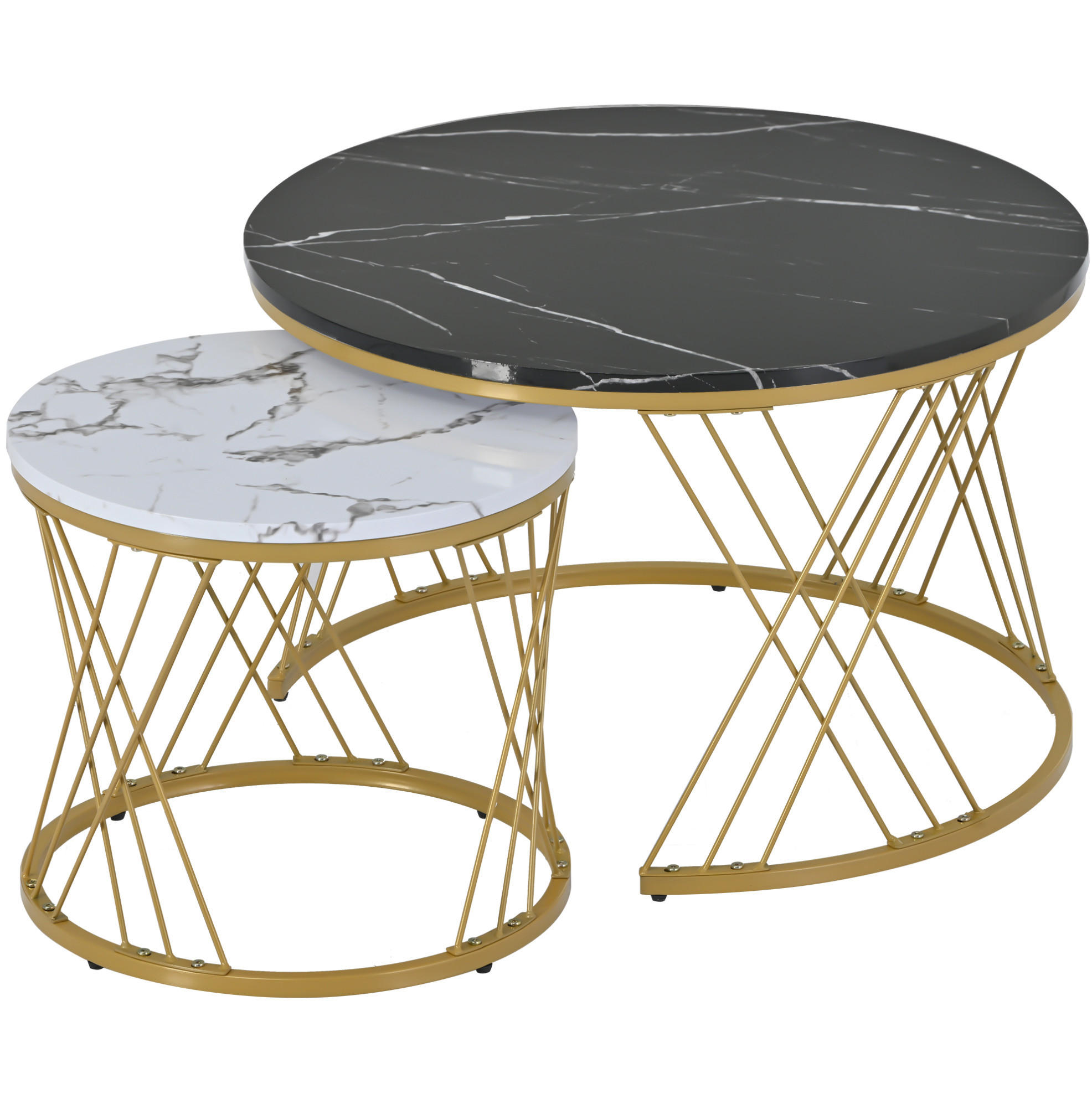 COUCHTISCH 70/70/45 cm und 45/45/40 cm schwarz aus MDF im 2er-Set - Schwarz, Holzwerkstoff (70/70/45cm) - OKMYHOME