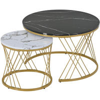 COUCHTISCH 70/70/45 cm und 45/45/40 cm schwarz aus MDF im 2er-Set - Schwarz, Holzwerkstoff (70/70/45cm) - OKMYHOME