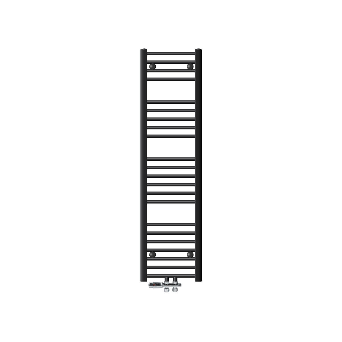 BADHEIZKÖRPER Sahara 300x1400 mm Anthrazit gerade mit Ventil Durchgang - Anthrazit, Metall (30/140/3cm) - LuxeBath