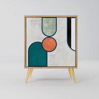SIDEBOARD COOL STORY, Eichefarben, 57,5x42x75,5 cm, Goldfarbene Metallfüße - Eichefarben/Goldfarben, Holzwerkstoff/Metall (57.5/75.5/42cm) - SpaceRebels
