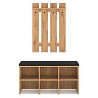 GARDEROBE Renes 2-teilig Eiche Artisan / Schwarz - Hellbraun, Holz/Holzwerkstoff (96/170/34cm) - Feldmann-Wohnen