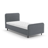 POLSTERBETT Lami 90x200, Einzelbett mit Bettkasten und Schaumstoffmatratze 10 cm, Dunkelgrau - Dunkelgrau/Schwarz, Textil/Metall (90/200cm) - Beautysofa