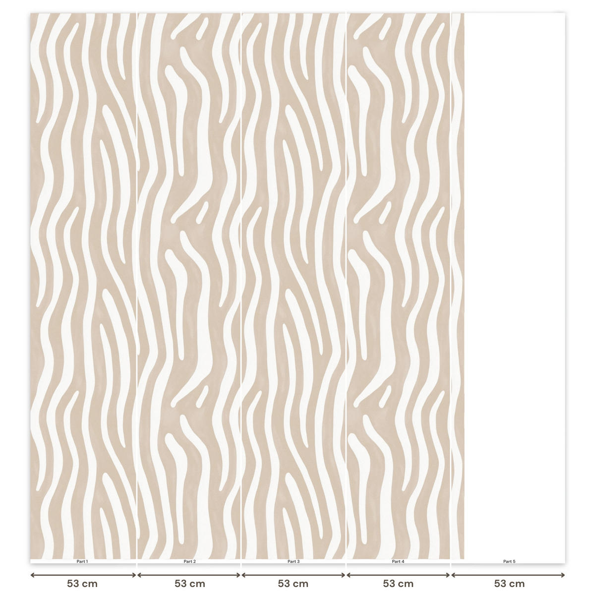 TAPETE - Abstrakt - Zebra - Beige - 240x280 cm - Beige, Papier (240/280cm) - OnlyWow