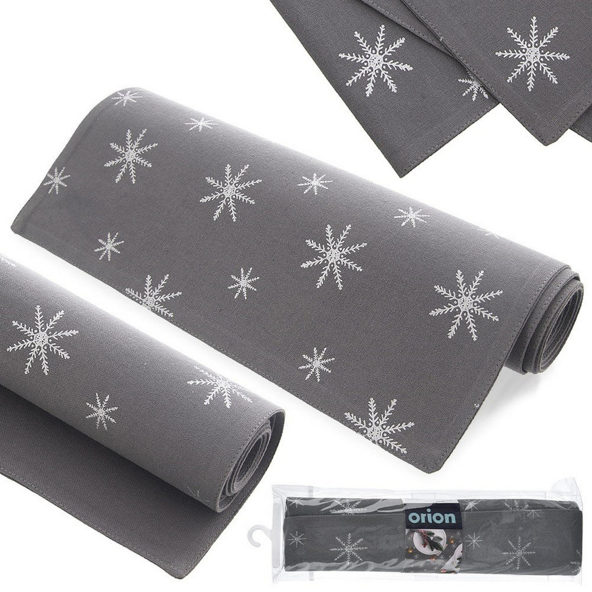 TISCHLÄUFER Baumwolle Petal 130 x 32 cm Grau - Grau, Textil (130/32cm) - Orion 