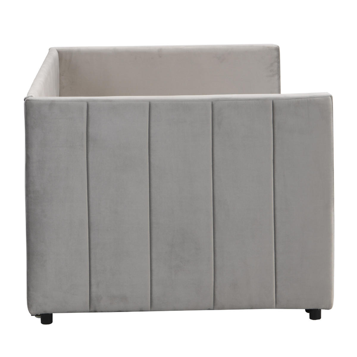 SCHLAFSOFA 90/200 cm & 90/200 cm in Grau Samt mit Ausziehfunktion - Grau, Holzwerkstoff/Textil (90/200cm) - WISHDOR