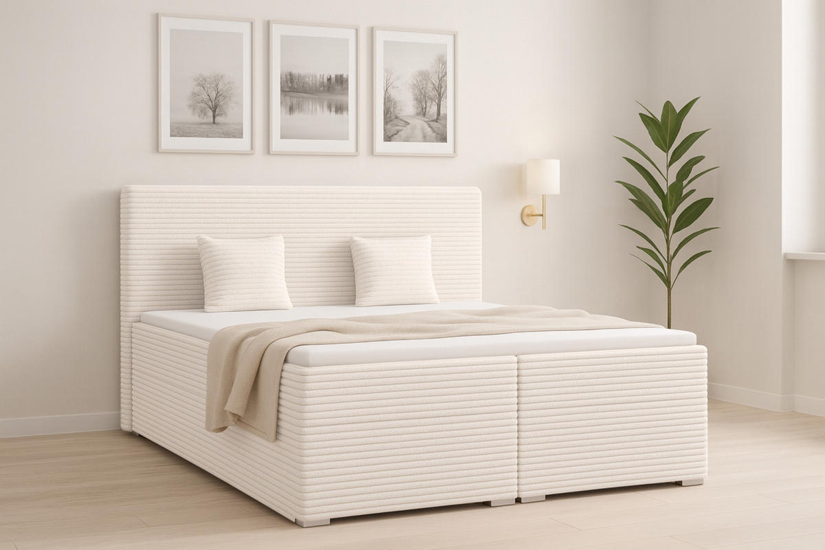 BOXBETT DUBAI 200/200 in Creme H4 - Creme, Holz/Holzwerkstoff (200/200cm) - Deine Möbel 24