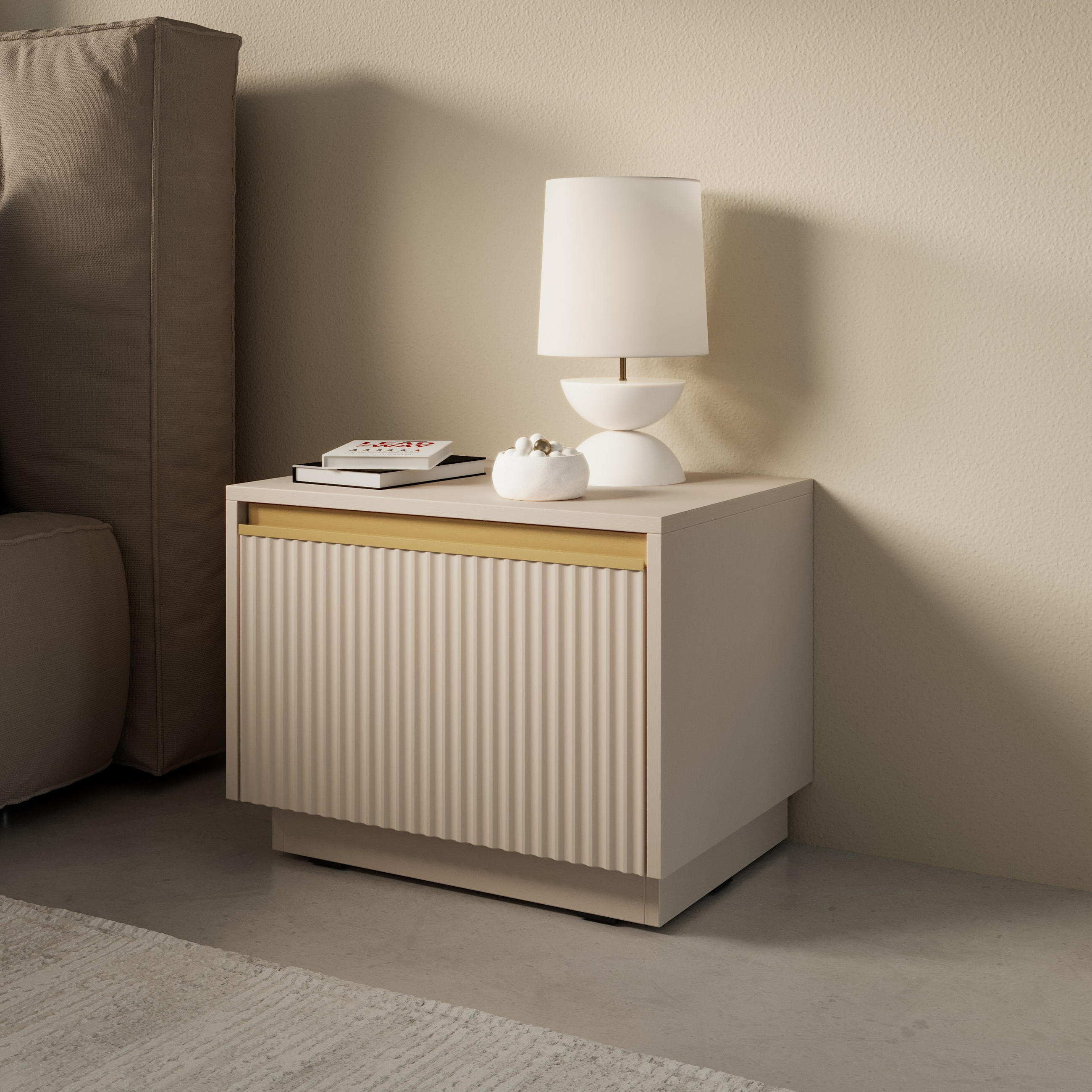 NACHTTISCH MAESTRO 54/42/39 cm Beige - Beige, Holzwerkstoff (54/42/39cm) - MASSENO