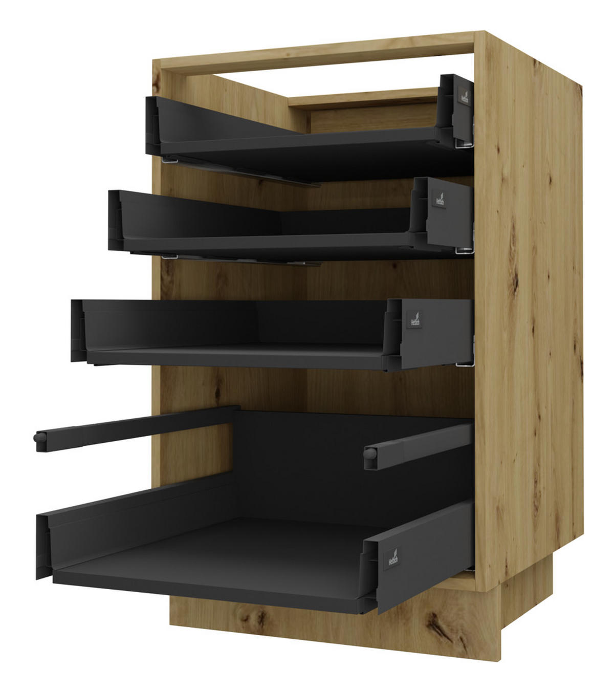 SCHUBLADENUNTERSCHRANK Kvantum D4A/40 Graphit Matt / Eiche Artisan Matt 40 / 50 / 82cm - Graphitfarben/Eiche Artisan, Holz/Holzwerkstoff (40/82/50cm) - Feldmann-Wohnen