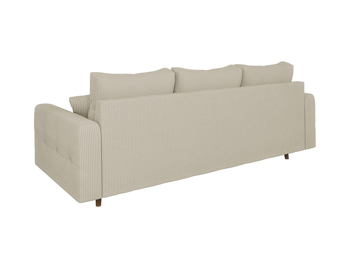 3-SITZER-SOFA Alma Beige Cord - Beige/Braun, Holz/Textil (210/81/93cm) - S-Style Möbel