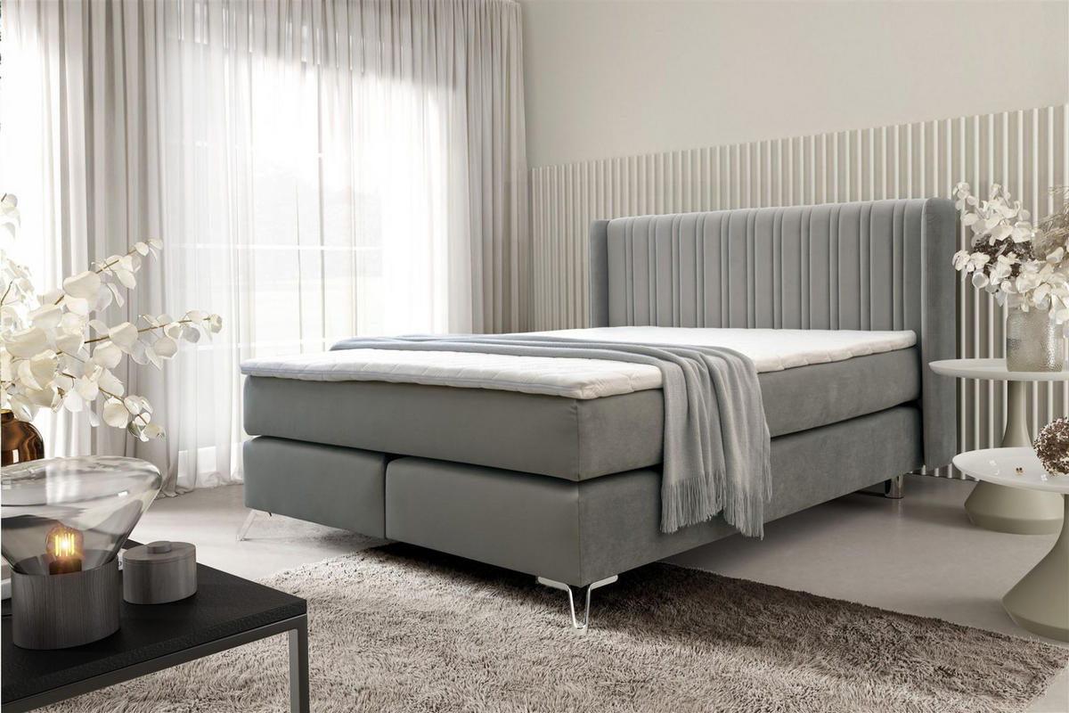 BOXSPRINGBETT Agnus - Dunkelgrau, Holzwerkstoff/Textil (200/200cm) - Fun Möbel