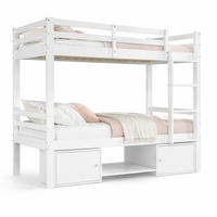 ETAGENBETT 90/200 cm & 90/200 cm in Weiß mit Regal und Schließfächern - Weiß, Holz/Holzwerkstoff (90/200cm) - CHICFURN