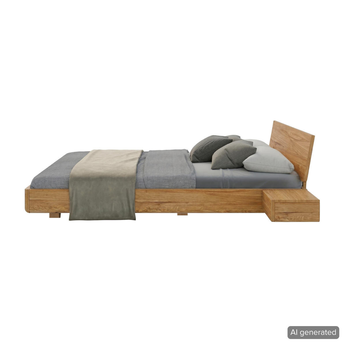MASSIVHOLZBETT Lena mit 2 Nachttischen, 120/200, Eiche - lackiert, Naturfarben - Eichefarben, Eichenholz/Holz (120/200cm) - Visby