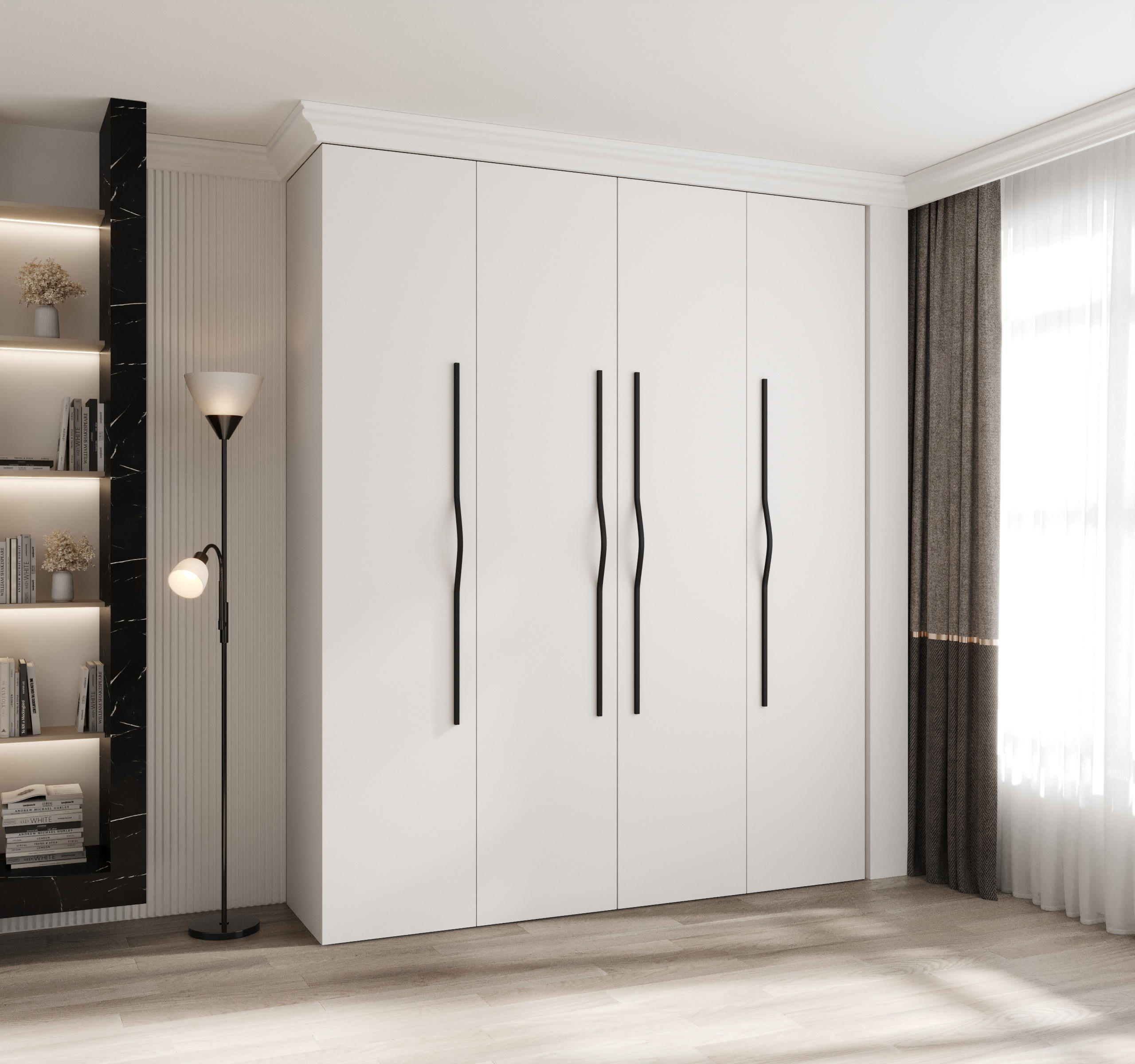 DREHTÜRENSCHRANK 245,5/200/40 4-türig - Schwarz/Weiß, Holz/Metall (200/245.5/40cm) - Abiks Möbel