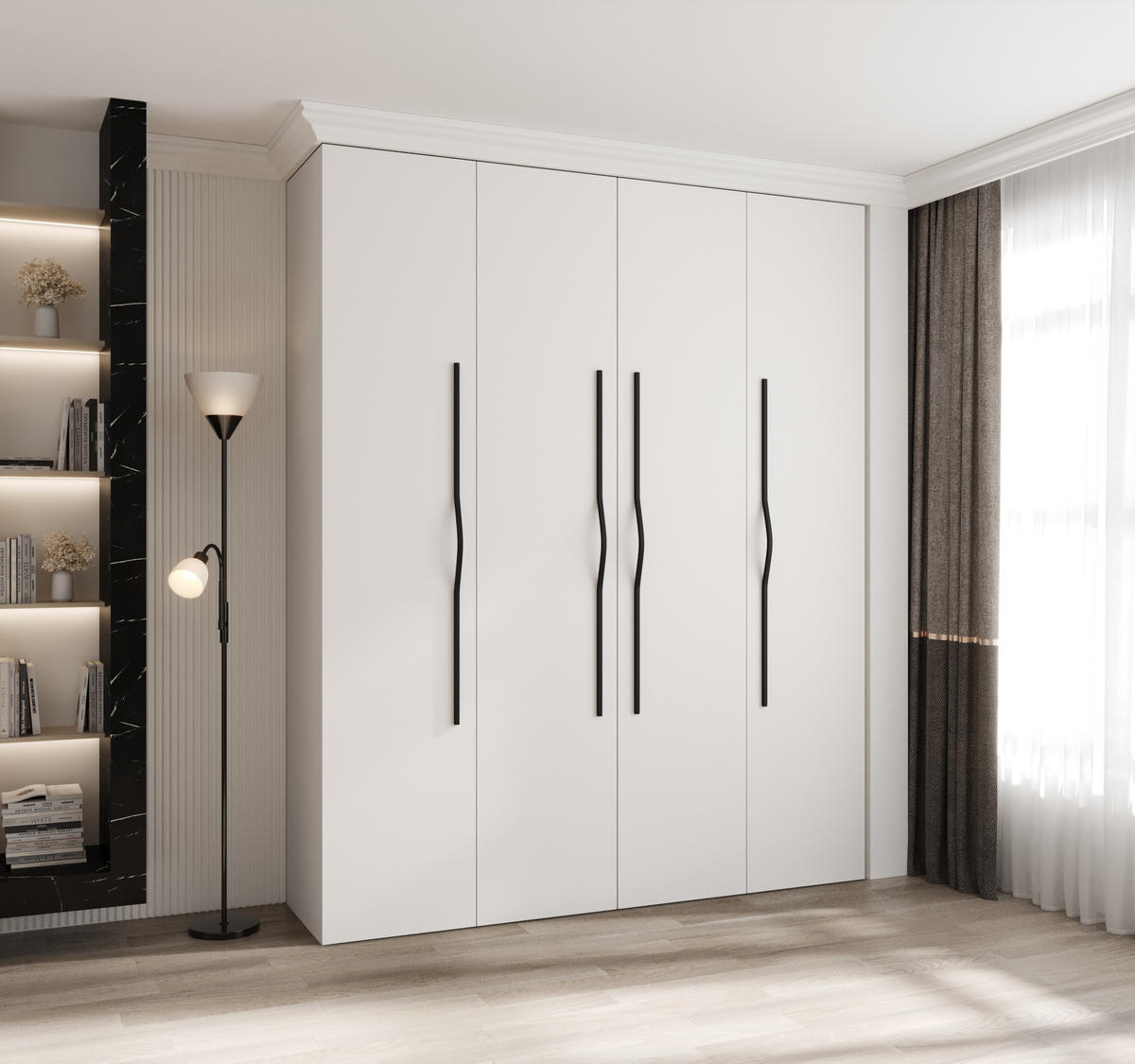 DREHTÜRENSCHRANK 245,5/200/40 4-türig - Schwarz/Weiß, Holz/Metall (200/245.5/40cm) - Abiks Möbel