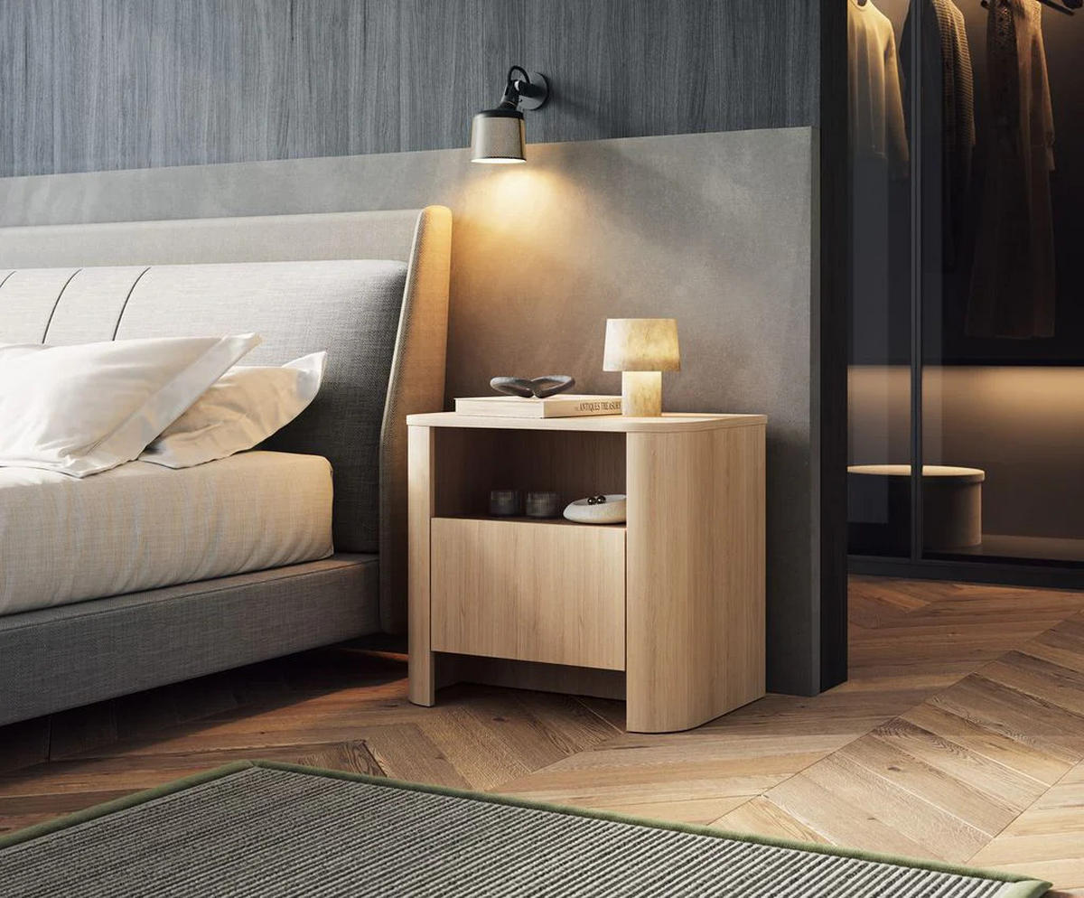 NACHTTISCH – S52 – BARI – Eiche Vicenza – Moderner Beistelltisch mit Schublade - Eiche Artisan, Holzwerkstoff (58/52/39cm)