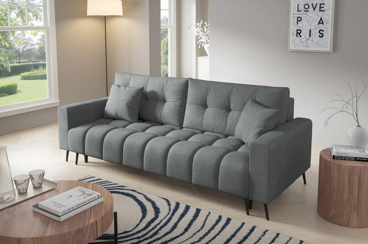 SCHLAFSOFA - Sofa Forta - Dunkelgrau (Amon 10) - Dunkelgrau, Holz (233/72/101cm) - Möblo