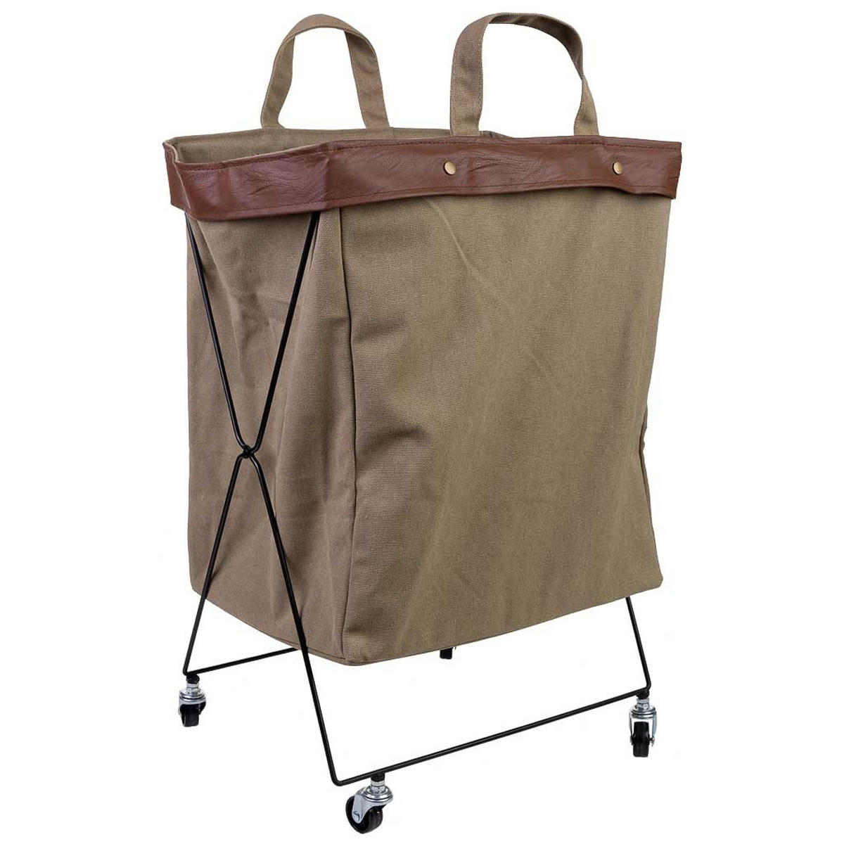 WÄSCHEKORB aus metall 41x32x58cm - Braun, Textil (43/60/34cm) - Wanderlust