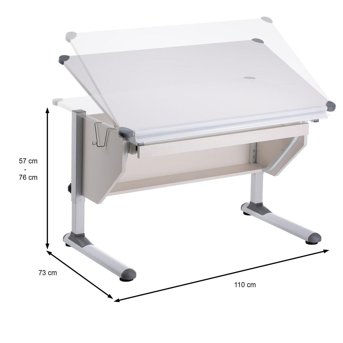 KINDERSCHREIBTISCH PHILIPP WEISS - Weiß, Metall (110/76/73cm) - CARO-Möbel