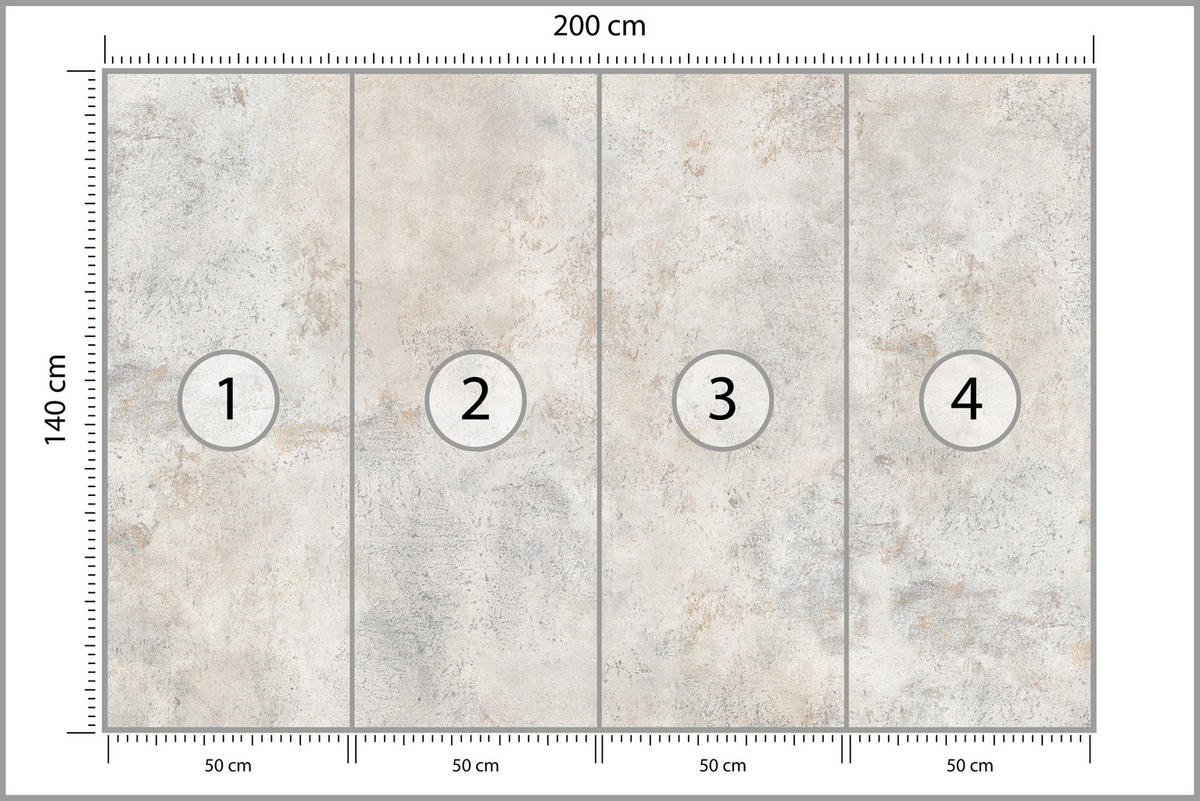 FOTOTAPETE für Wohnzimmer Grau Betonmuster Minimalismus 200x140 - Beige/Grau, Papier (200/140cm) - Muralo