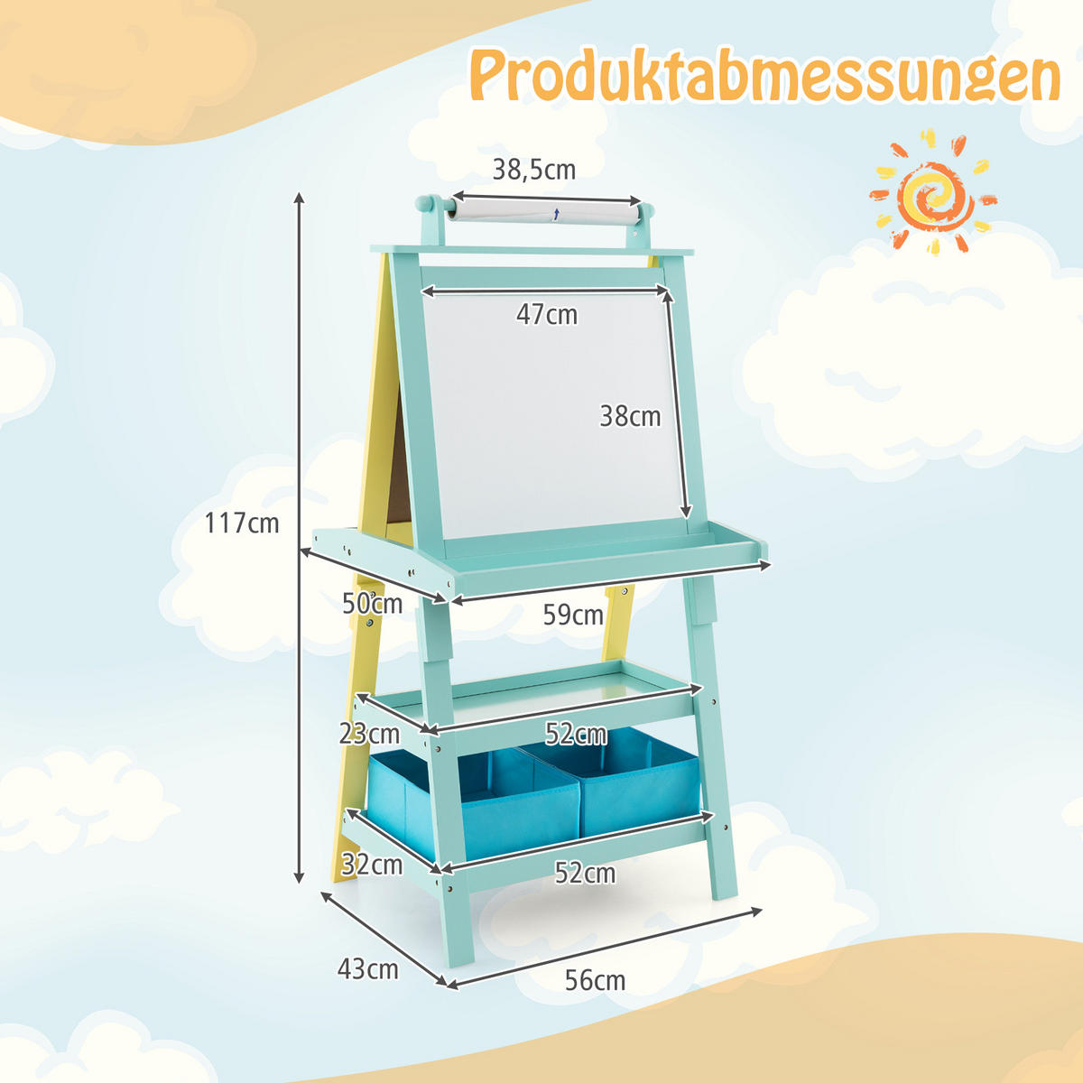 STAFFELEI Gelb - Gelb, Holz (50/117/59cm) - COSTWAY