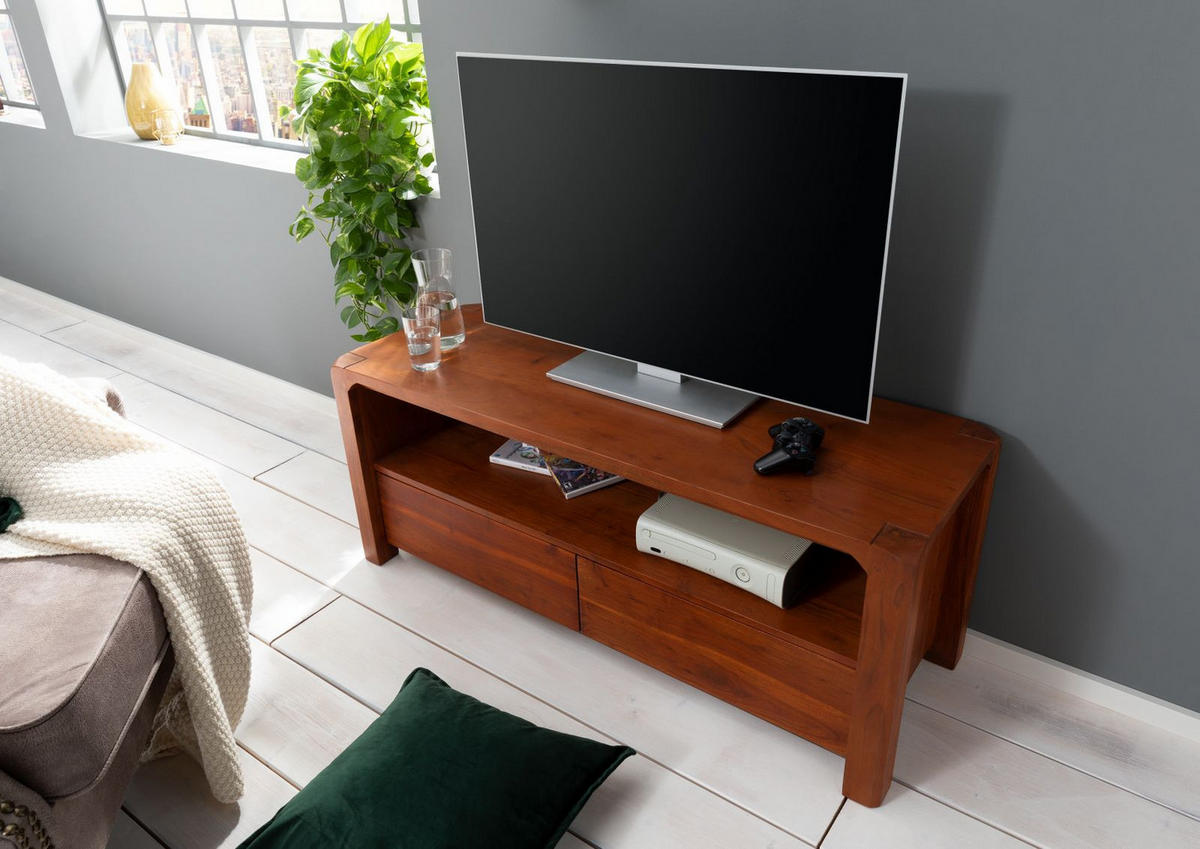 TV-BOARD Akazie 125x45x50 honig lackiert BUENO #3002 - Braun, Holz (125/50/45cm) - Massivmoebel24