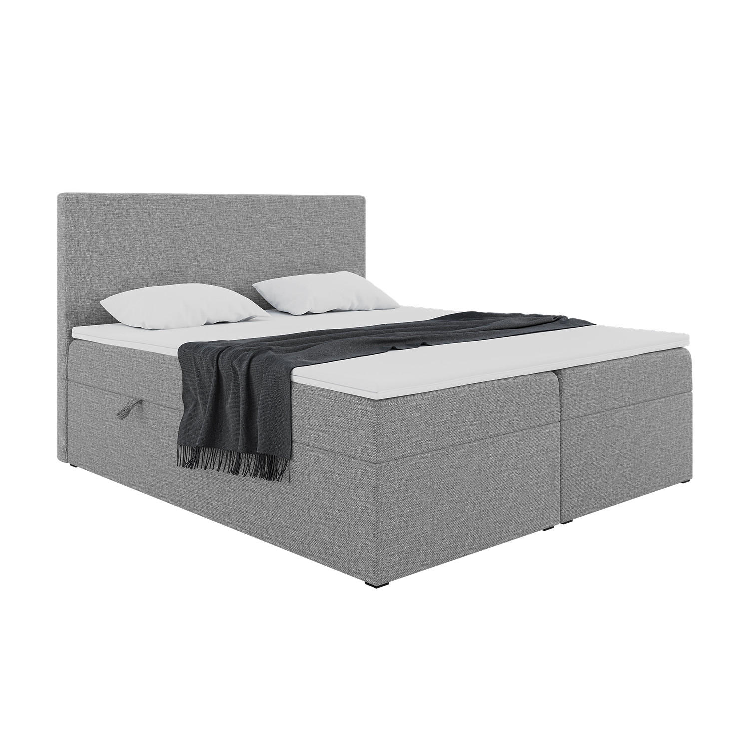 BOXBETT ZLATAN 180x200 cm in Grau Webstoff - Schwarz/Grau, Holz/Holzwerkstoff (180/200cm) - Meblini