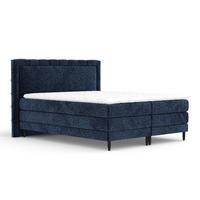 BOXSPRINGBETT Rimini Marineblau 160/200 cm mit Matratze und Topper - Schwarz/Dunkelblau, Holz/Holzwerkstoff (160/200cm) - Maison de Reve