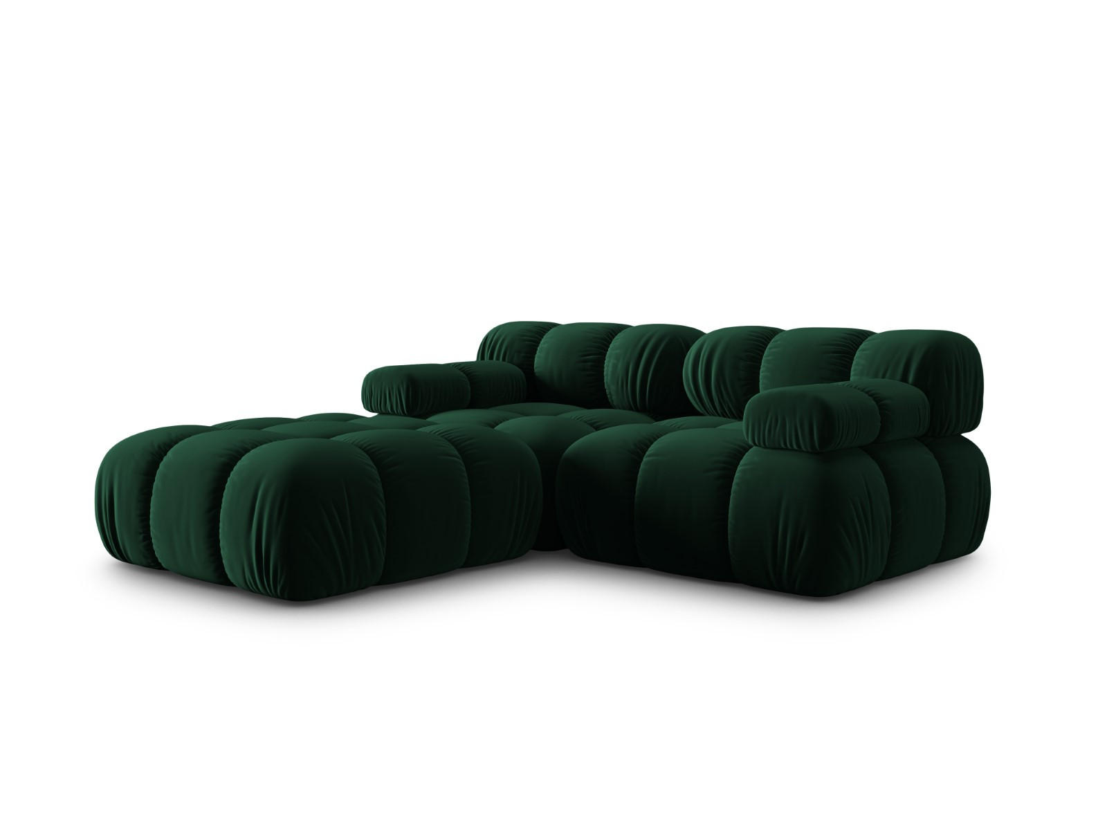 MODULARES-SOFA Bellis aus Samt flaschengrün 3 Sitzplätze - Grün, Textil (188/63/188cm) - Micadoni