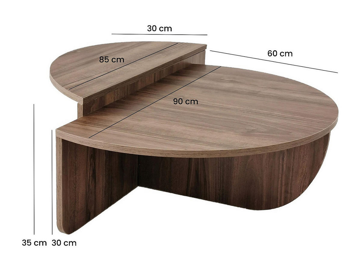 COUCHTISCH - 90 cm x 60 cm - holz - naturfarben dunkel Aloeva - Naturfarben, Holz (60/90/30cm) - Vente-Unique