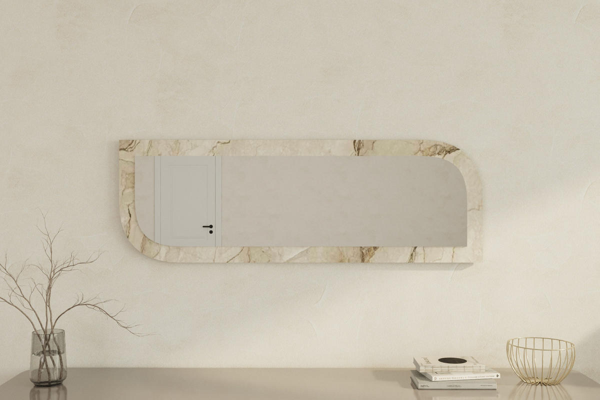 WANDSPIEGEL Radiance Granit Optik 40x120cm - Beige, Glas/Holzwerkstoff (40/120/2cm) - moebel17