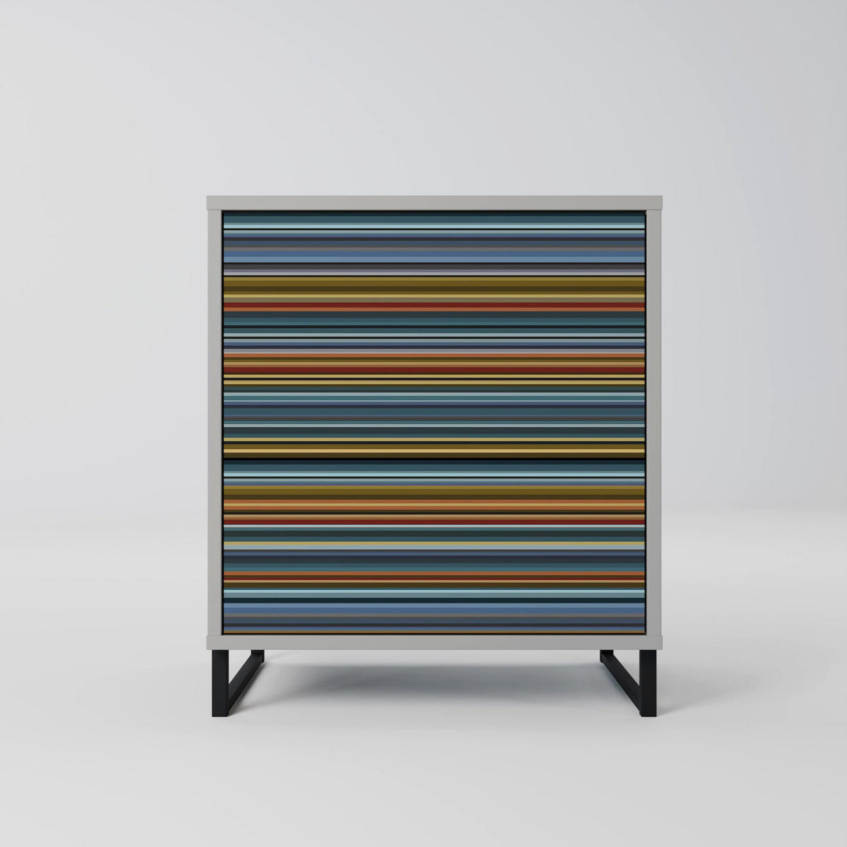 SIDEBOARD LINEOUT SPECTRUM, Grau, 57,5x42x70,5 cm, Schwarze Metall-Sternfüße - Multicolor/Schwarz, Holzwerkstoff/Metall (57.5/70.5/42cm) - SpaceRebels