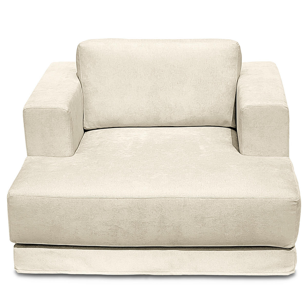 XXL-SESSEL mit Wechselbezug - Webstoff - Creme/Schwarz, Holz/Wellpappe (125/63/160cm) - home24