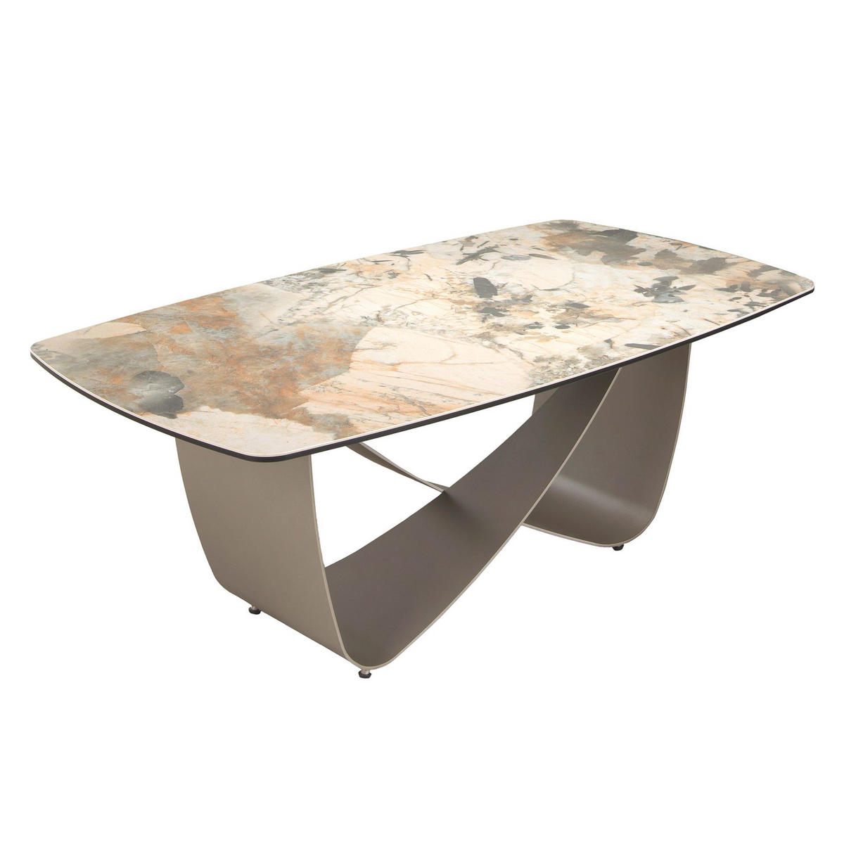 COUCHTISCH oval Beige Braun Taupé 120/70/43 cm - Beige, Keramik/Metall (70/120/43cm) - ANGEL CERDA