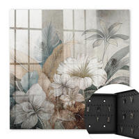SCHLÜSSELBOX Schwarz 30x30 cm- Türöffnung nach rechts - Blumen Natur - Beige, Metall (30/30/5cm) - TULUP
