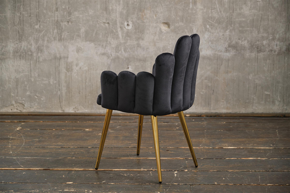 ESSZIMMERSTUHL FREJA Schwarz Velvet - Schwarz, Textil (59/86/55cm) - KAWOLA