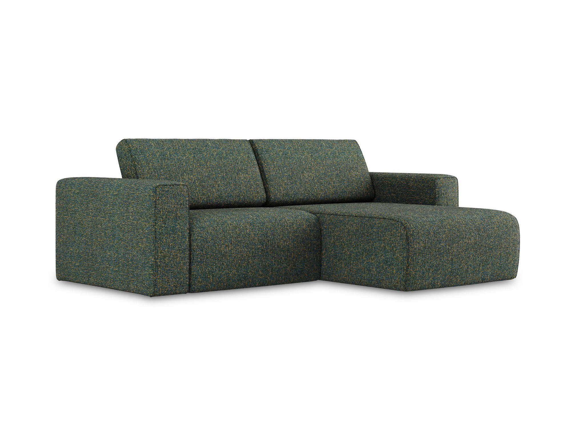 ECKSOFA Rechts Strukturstoff Stoff Grün - Blau/Schwarz, Kunststoff/Textil (224/167cm) - Makamii