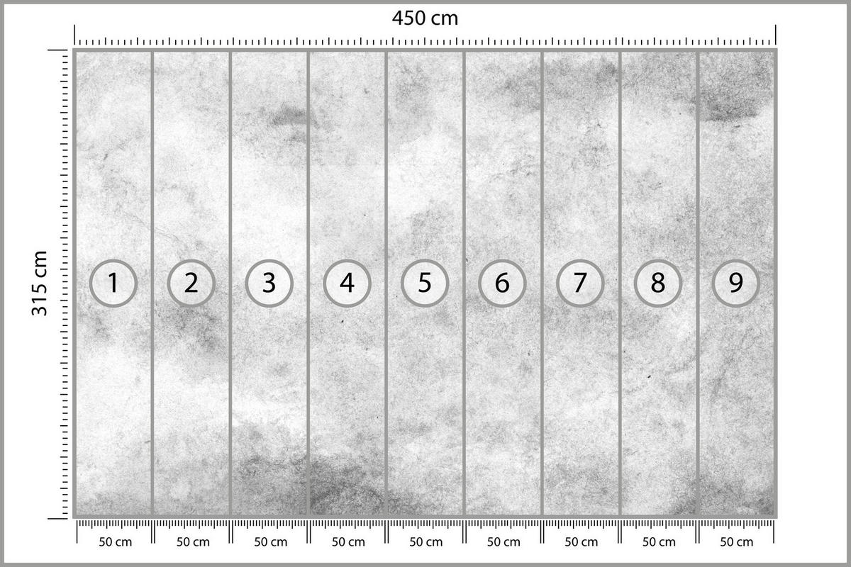 FOTOTAPETE für Wohnzimmer Grauer Beton Minimalismus Loft 450x315 - Weiß/Grau, Papier (450/315cm) - Muralo