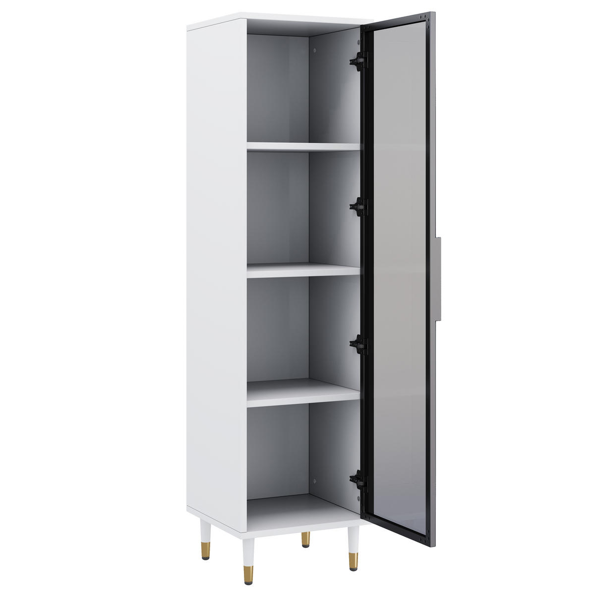 VITRINE 170cm Weiß Glas LED farbwechselnd modern - Weiß, Holzwerkstoff (40/170/40cm) - FLIEKS