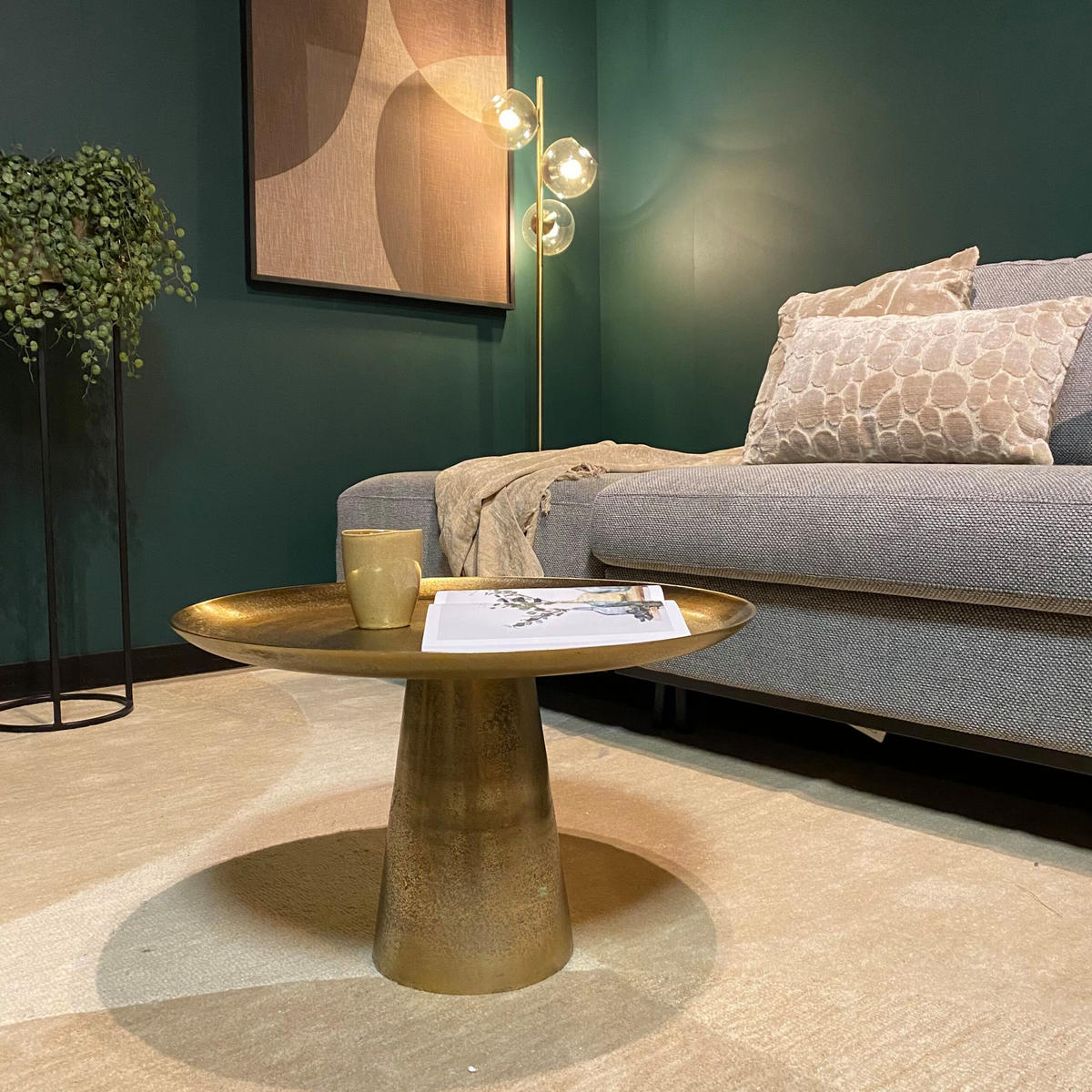 COUCHTISCH Florence Aluminium 58 cm / 58 cm Gold - Goldfarben, Holz (58/58/36cm)