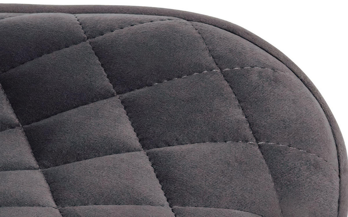 BARHOCKER Minerva Samt dunkelgrau - Schwarz/Grau, Textil/Metall (48/105/54cm) - TPFLiving