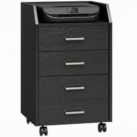 ROLLCONTAINER DE-14523 4 Schubladen, rollbar Schwarz - Schwarz, Holzwerkstoff (36/65/40cm) - ComfortXL