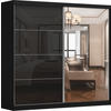 SCHWEBETÜRENSCHRANK MULTI 31 Schwarz/Schwarz + Spiegel 233 cm - Schwarz/Alufarben, Glas/Holzwerkstoff (233/218/61cm) - imoebel24
