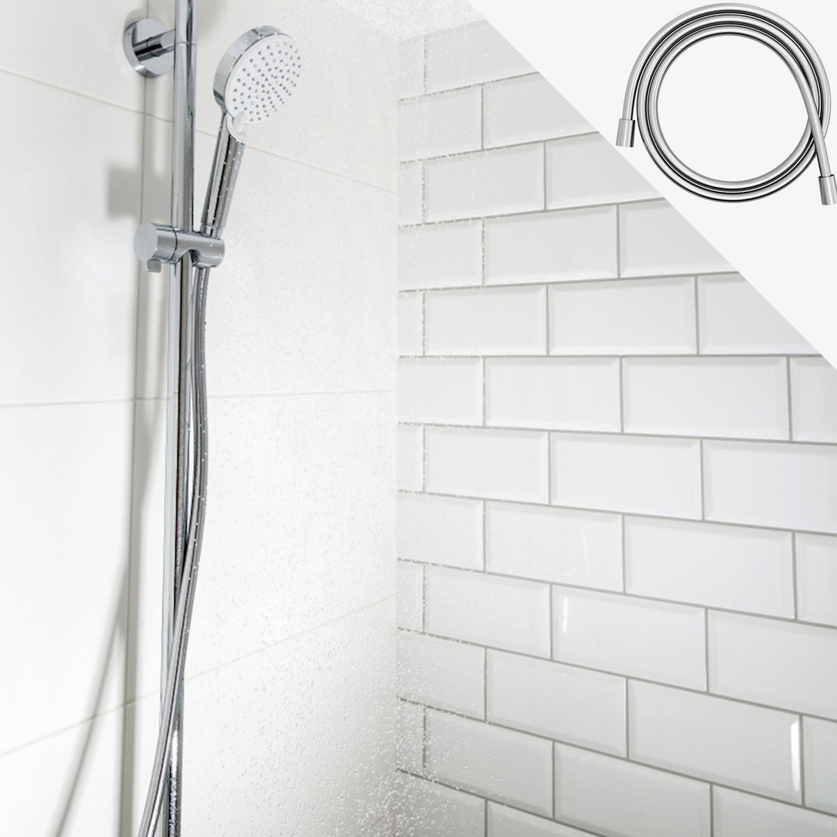 UNIVERSAL DUSCHSCHLAUCH 150 cm Länge - Silberfarben, Kunststoff (18cm) - Intirilife