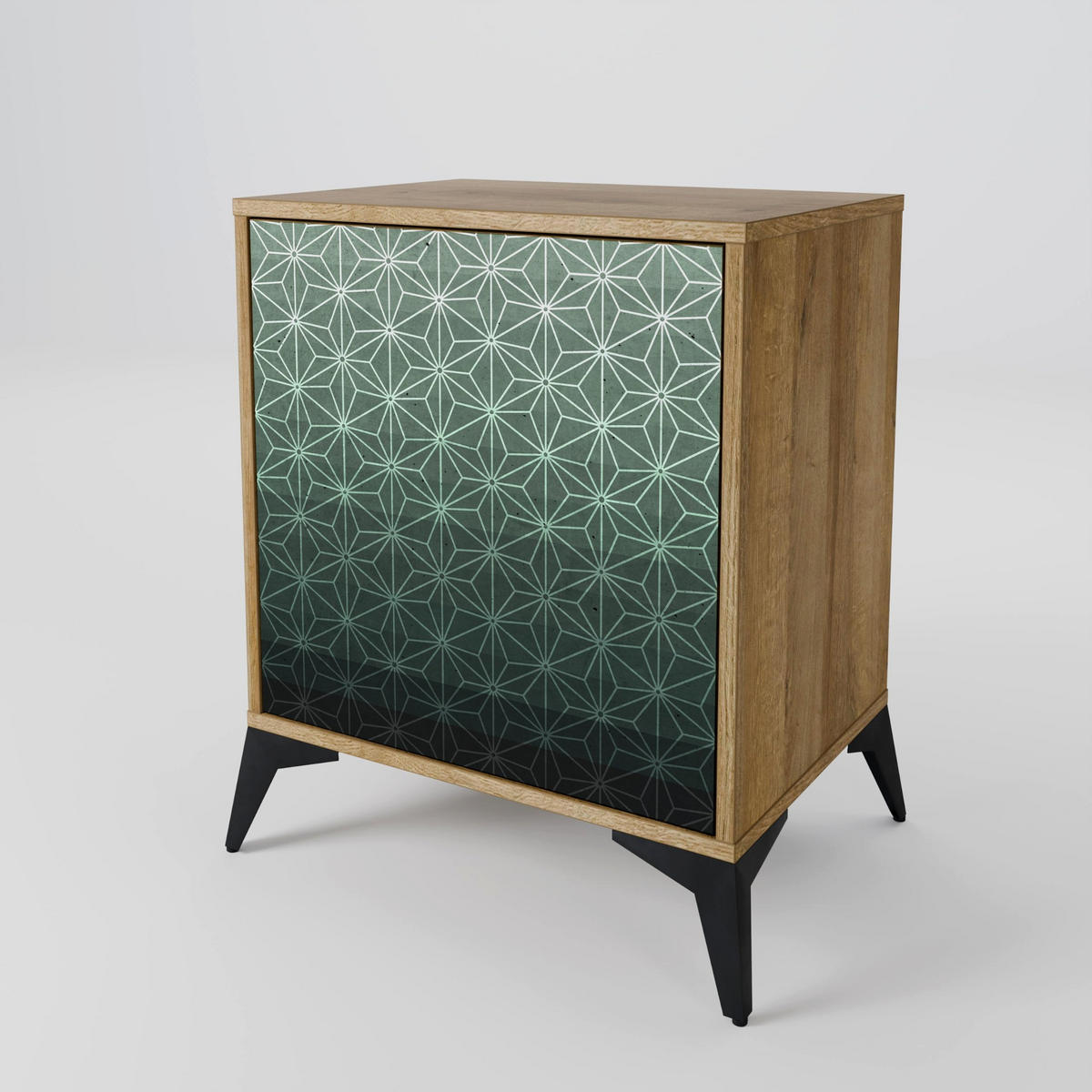 SIDEBOARD ORNAMENTAL GLIMMER, Eichefarben, 57,5x42x77,5 cm, Schräge Buchenholzfüße - Eichefarben/Buchefarben, Holzwerkstoff/Buchenholz (57.5/77.5/42cm) - SpaceRebels