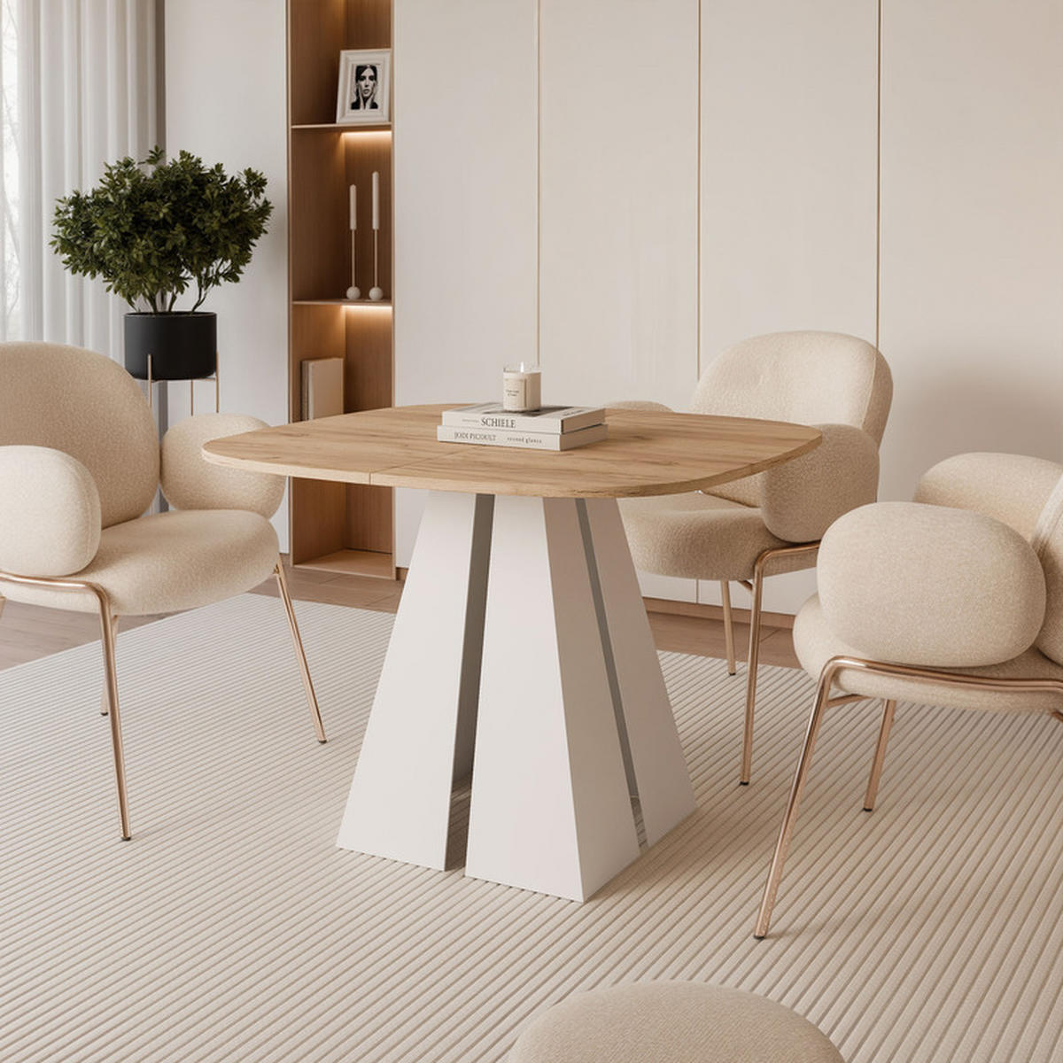 AUSZIEHTISCH ZELO 120/60/76 cm, Weiß / Kraft-Eiche - Eiche Wotan/Weiß, Holzwerkstoff/Metall (60/120/76cm) - Idohome