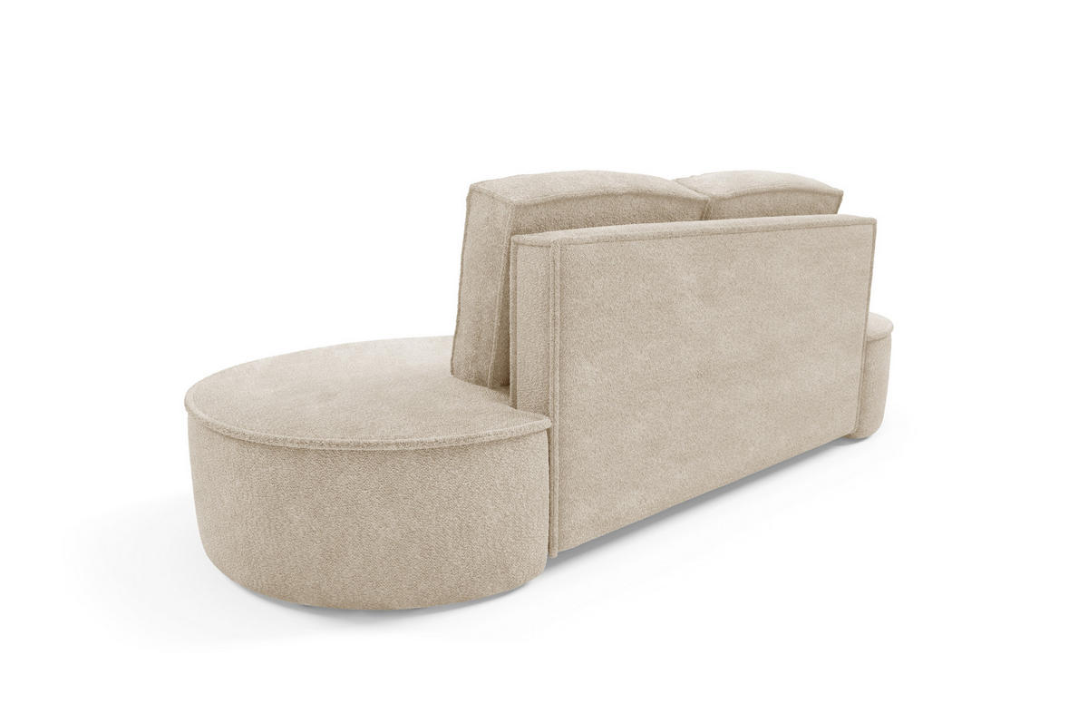 SOFA Molly – Freistehendes halbrundes Designsofa mit zwei eleganten, abnehmbaren RückenKissen, Abriamo Stoff, Größe: 234x101x88 cm, Beige - Sandfarben, Holz/Textil (234/88/101cm) - DomoHome
