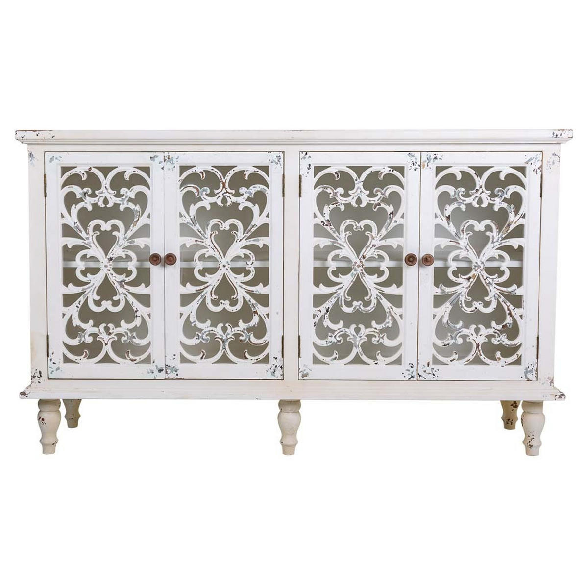 ANRICHTE aus Holz mit 4 Türen 152x40x91 cm - Weiß, Holzwerkstoff (152/91/40cm) - Wanderlust