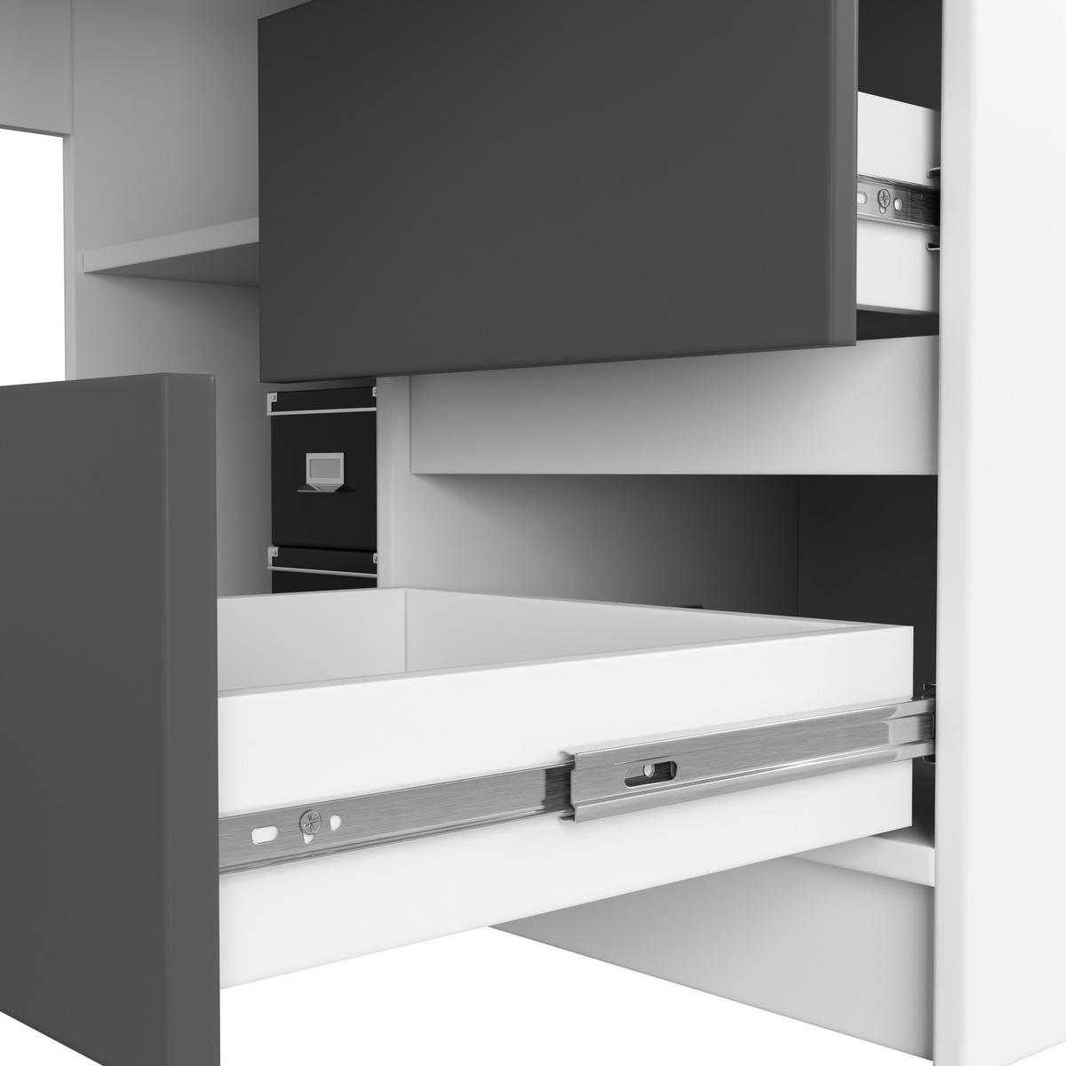 SCHREIBTISCH Weiß, Graphit Grau 77/155/85 - Weiß/Grau, Holzwerkstoff (85/155/77cm) - RAUMHIRSCH FURNITURE